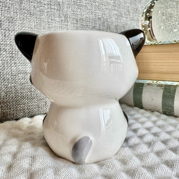 New Ceramic Raccoon Pen Holder Trinket Storage Planter Figurine Decoration 3.25” - Picture 7 of 9